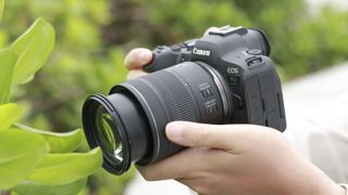 Photographer capturing closeups of plants with Canon RF 28-70mm F2.8 IS STM lens